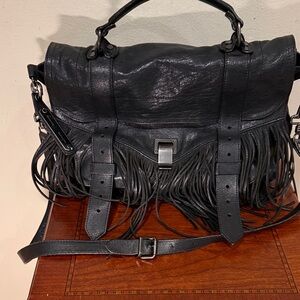 Proenza Schouler Black Leather Fringe Bag